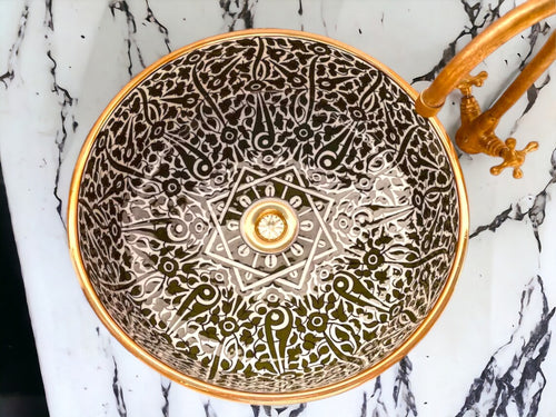 moroccan sinks – moroccan sink bowl – moroccan wash basin – moroccan ceramic sink – basin – Mosaic Sink
