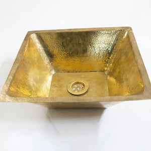 Handcrafted undermount hammered brass sink