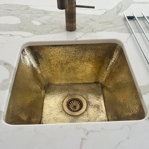 Handcrafted unpolished brass kitchen sink