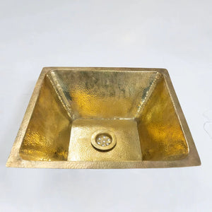 Handcrafted undermount hammered brass sink