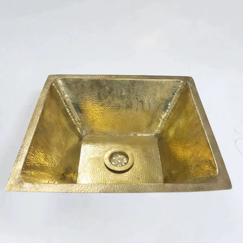 Handmade unlacquered brass bathroom sink
