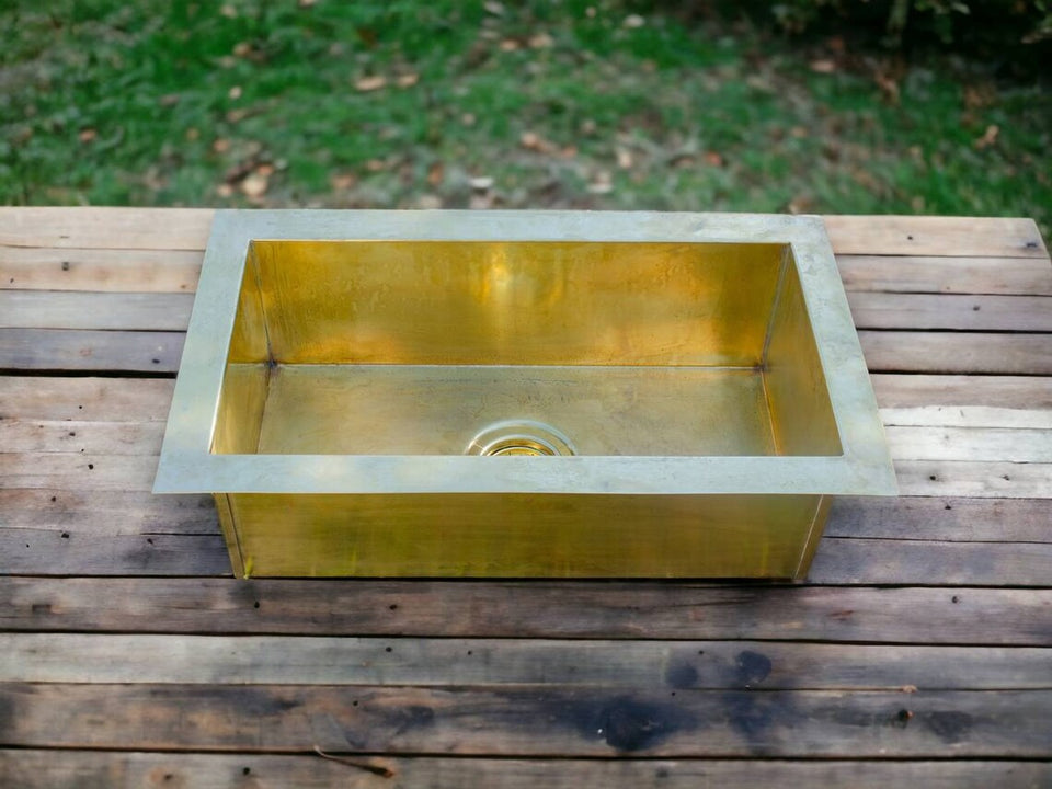 Antique Brass Farmhouse Sink - Undermount Kitchen Sink
