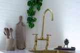 Antique Brass Kitchen Faucet - Antique Brass Bridge Faucet.