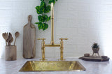 Antique Brass Kitchen Faucet - Antique Brass Bridge Faucet.