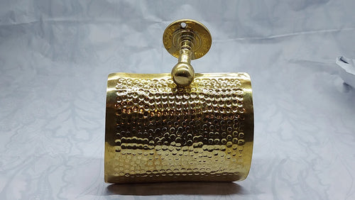 Hammered brass toilet roll holder - toilet tissue holder wall mounted