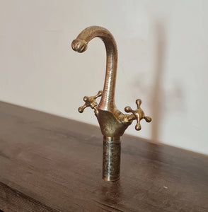 Handcrafted brushed brass basin tap - wet bar faucet - one hole faucet + free installation requirement