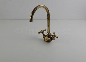 Hand etched bathroom brass faucet bronze