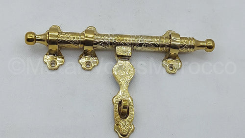 Etched brass sliding door bolt 7.5’’ - handmade door latch