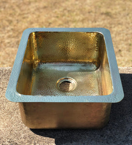 Brass Hand Hammered Brass 12" x 10" x 7" (outside) Retangle Bar Sink