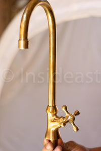 Single Handle Authentic Brass Kitchen Gooseneck Faucet
