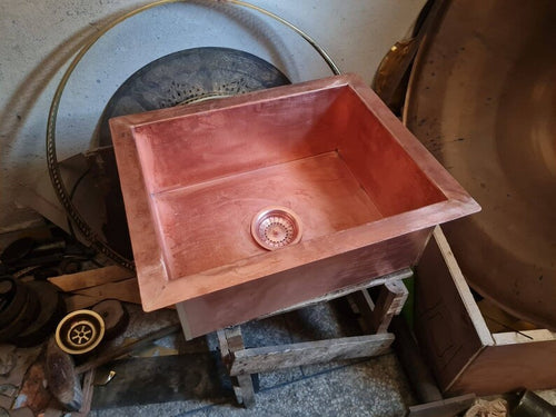 Handmade 50/50 Copper Sink - Thick Copper Kitchen Sink - 2.2 Handcrafted Copper Sink - 24