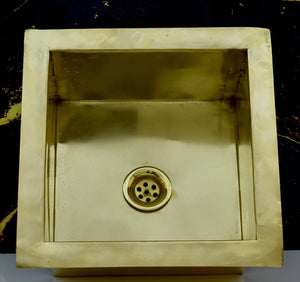 Brass Bathroom Sink - Handmade  Square Bathroom Sink - Bathroom Decor - Vessel Bathroom Sink
