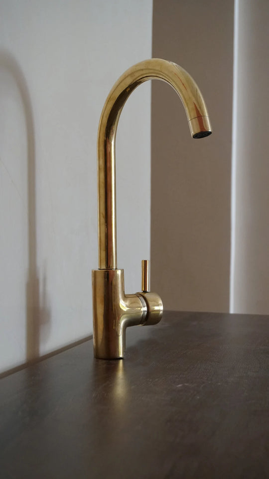 Unlacquered brass basin faucet - wet bar faucet -one hole one handle mixer faucet + fittings