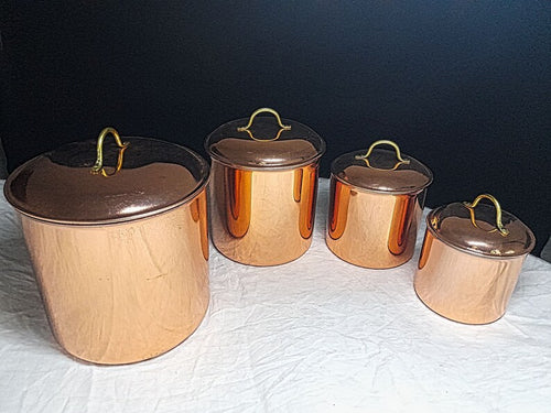 4piece copper bowl with lid Unique Design,Vintage Copper Cookware, Solid Copper Cooking Pot With Brass Handles,