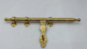 Solid brass sliding door latch 15’’ - handmade etched door bolt