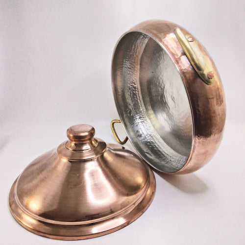 antique copper pot, handmade pot, copper bowl, copper bowl with lid Unique Moroccan Design