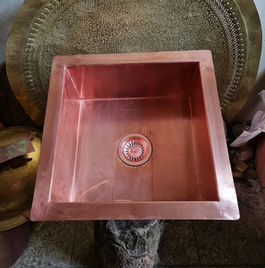 SQUARE SINK IS CONSTRUCTED OF THICK BRASS, - Smooth Copper Sink - Kitchen Sink