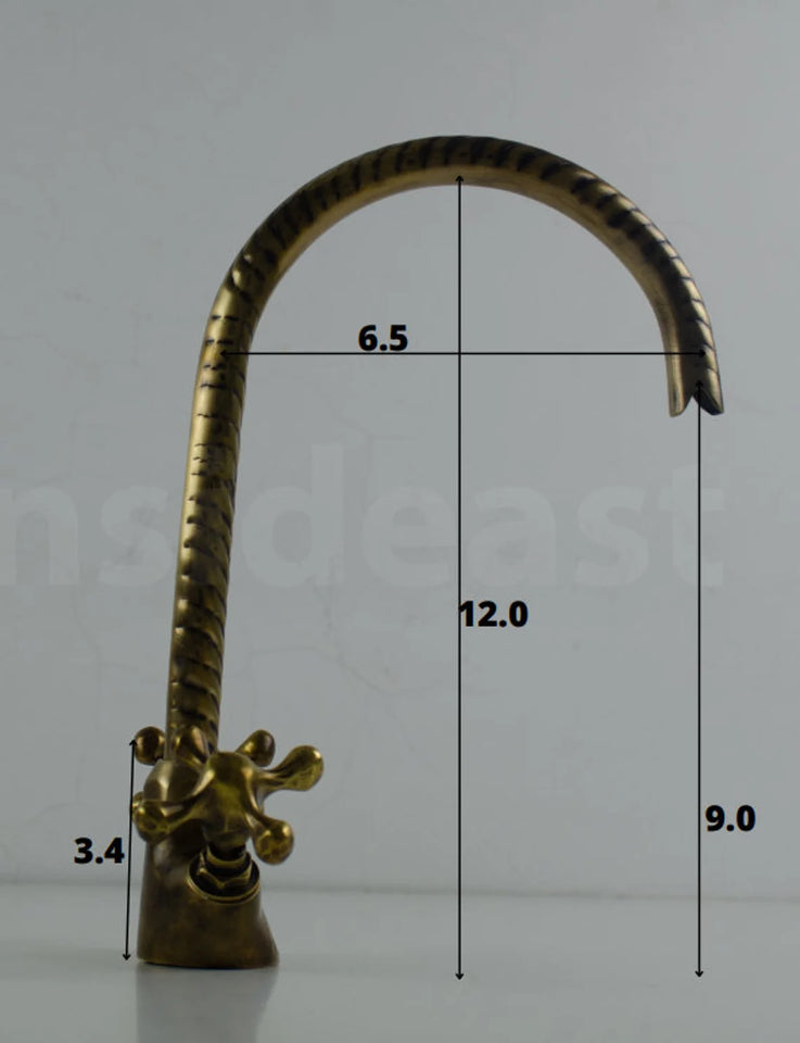 Hand etched bathroom brass faucet bronze