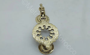 Unlacquered brass door knocker - engraved handmade knocker handle