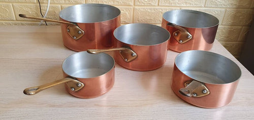 Beautiful set of 5, professional quality, Vintage ,moroccan pots | Multiple Sizes | Small,Medium, Large |,Authentic,Kitchen Decor,Brass Pot