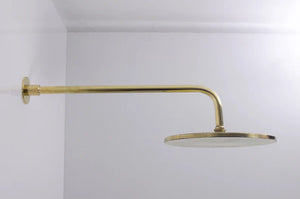 Unlacquered Brass Round Shower Head, With Arm Extension