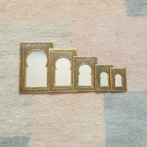 Set of 5 Mirror - Small Nice Moroccan Handmade Brass Mirror