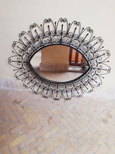 Moroccan mirror , wrought iron mirror , The Third Eye Mirror , Wall Mirror eye-shape design , Moroccan handmade home decor