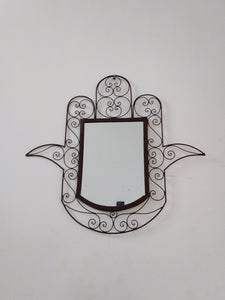 Moroccan mirror , Wall Mirror Moroccan Forged Wrought Iron , Moroccan mirror , Moroccan decor , Hamsa mirror charm