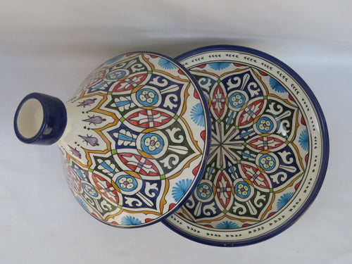 Large Moroccan ceramic tagine/ hand-painted tagine/decorative handmade tagine/kitchenware/serving tagine/ceramic tagine pot/