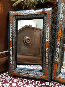 Moroccan Mirrors, 100% Handmade, Wall Mirror, Engraved Metal/Bone/Wood