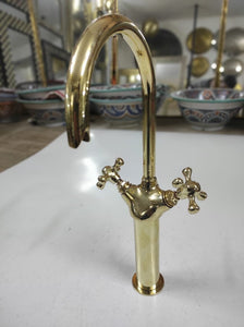 brass Faucet, for vessel sink , handmade Bathroom and kitchen brass Faucet Moroccan Brass Gold color Faucet Tap Kitchen Faucet,
