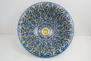 Pottery Handmade Vessel Sink Painted Moroccan Washbasin for Bathroom and guest bathroom